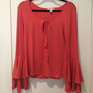 Band of Gypsies Coral Ribbed Top